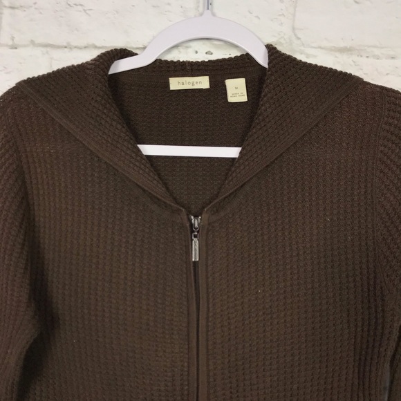 Halogen Brown Thermal Full ZipUp Hoodie Sweatshirt - Picture 2 of 6